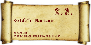 Kolár Mariann névjegykártya